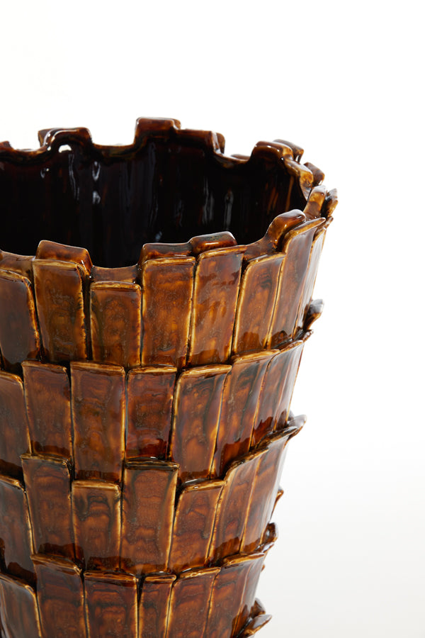 Light & Living Accessories Vase deco 33x43 cm BANYA ceramics shiny dark brown House of Isabella UK