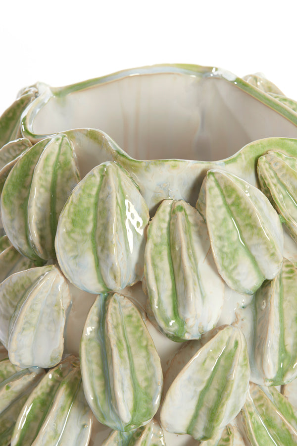 Light & Living Accessories Vase deco 35x33x47 cm CARAMBOLA ceramics cream+green House of Isabella UK