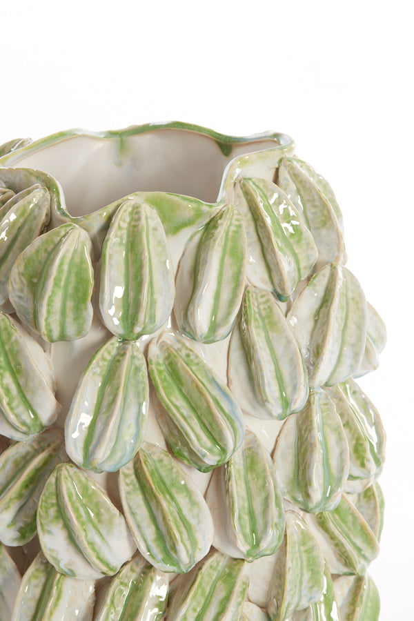 Light & Living Accessories Vase deco 35x33x47 cm CARAMBOLA ceramics cream+green House of Isabella UK