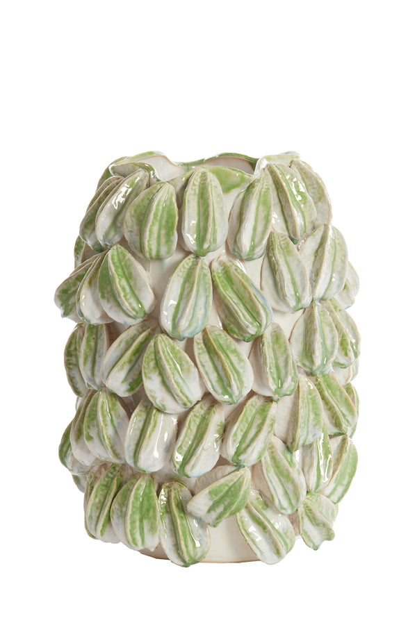 Light & Living Accessories Vase deco 35x33x47 cm CARAMBOLA ceramics cream+green House of Isabella UK