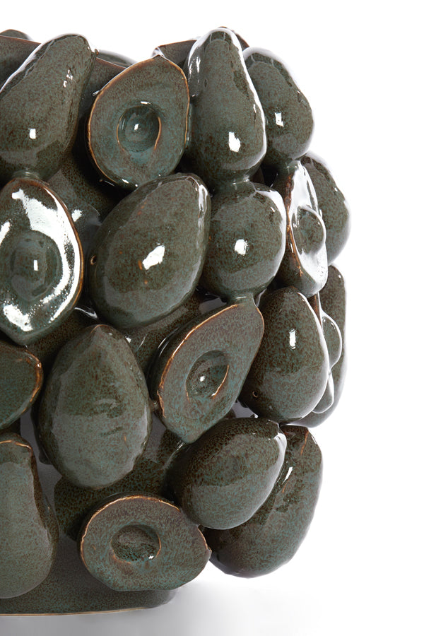 Light & Living Accessories Vase deco 36x35,5x31,5 cm AVOCADO ceramics brown+green House of Isabella UK