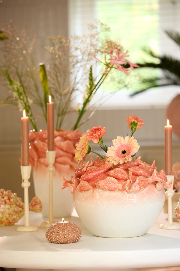 Light & Living Accessories Vase deco 40x27 cm FISH ceramics coral+cream House of Isabella UK