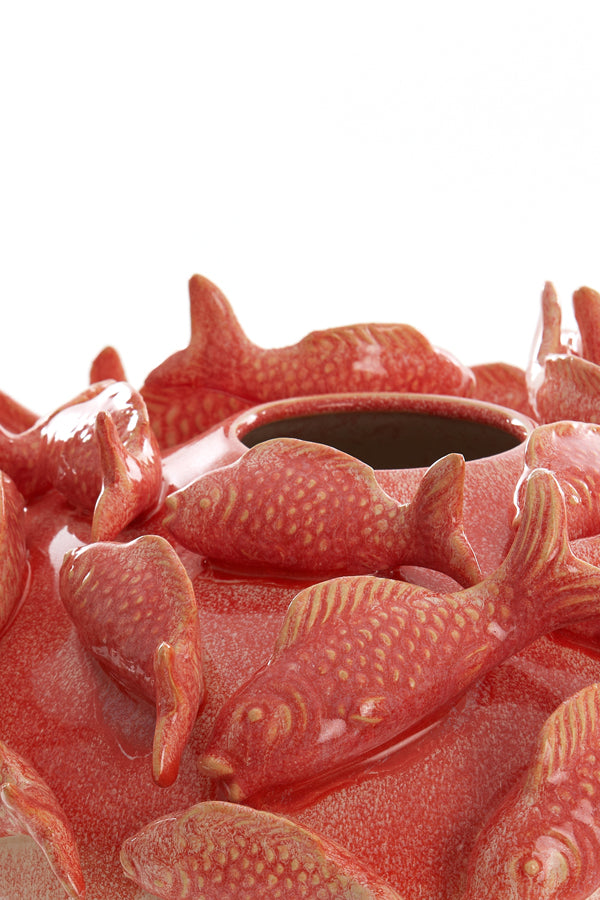 Light & Living Accessories Vase deco 40x27 cm FISH ceramics coral+cream House of Isabella UK