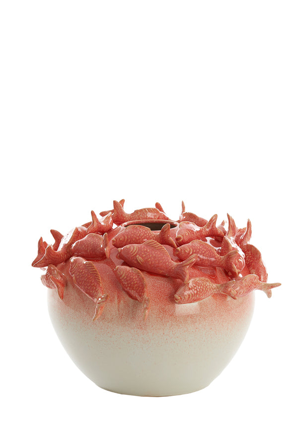 Light & Living Accessories Vase deco 40x27 cm FISH ceramics coral+cream House of Isabella UK