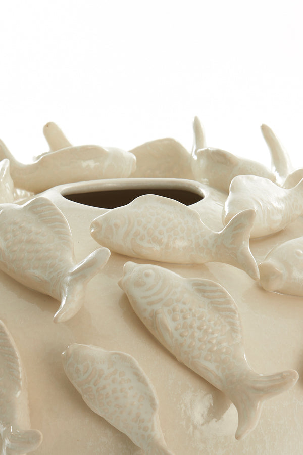 Light & Living Accessories Vase deco 40x27 cm FISH ceramics cream House of Isabella UK
