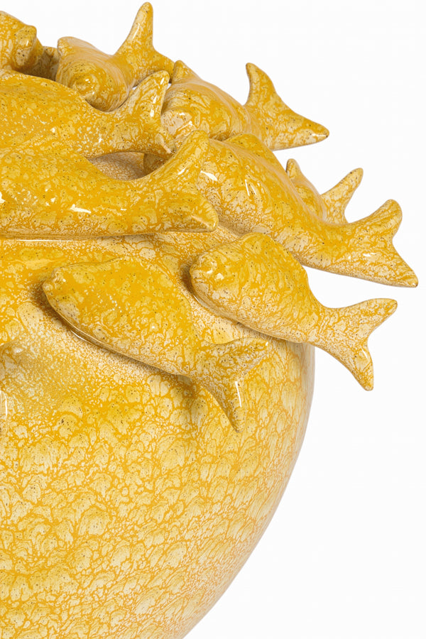 Light & Living Accessories Vase deco 40x27 cm FISH ceramics yellow-orange House of Isabella UK