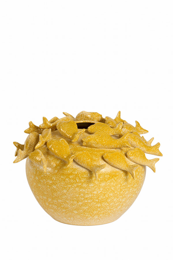 Light & Living Accessories Vase deco 40x27 cm FISH ceramics yellow-orange House of Isabella UK