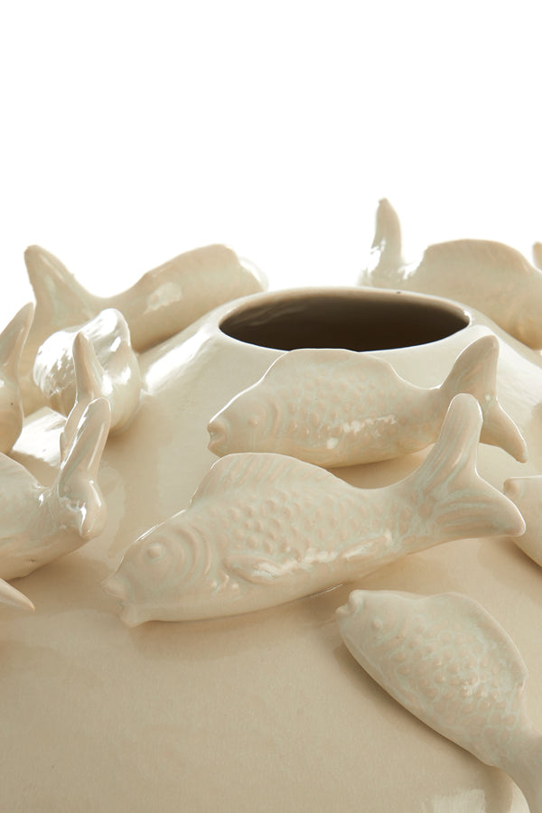 Light & Living Accessories Vase deco 41,5x32 cm FISH ceramics cream House of Isabella UK