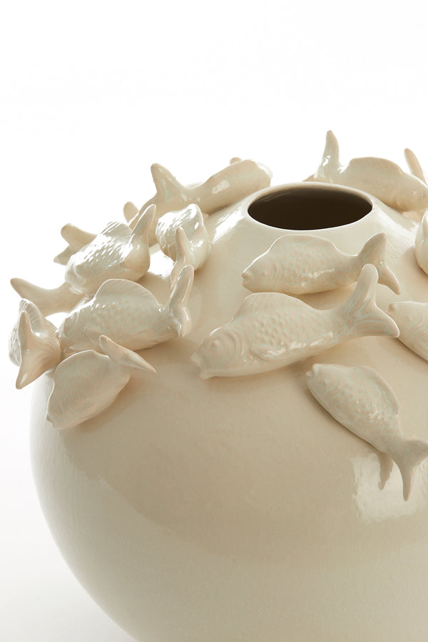 Light & Living Accessories Vase deco 41,5x32 cm FISH ceramics cream House of Isabella UK