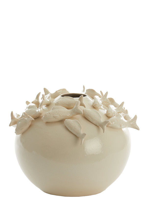 Light & Living Accessories Vase deco 41,5x32 cm FISH ceramics cream House of Isabella UK