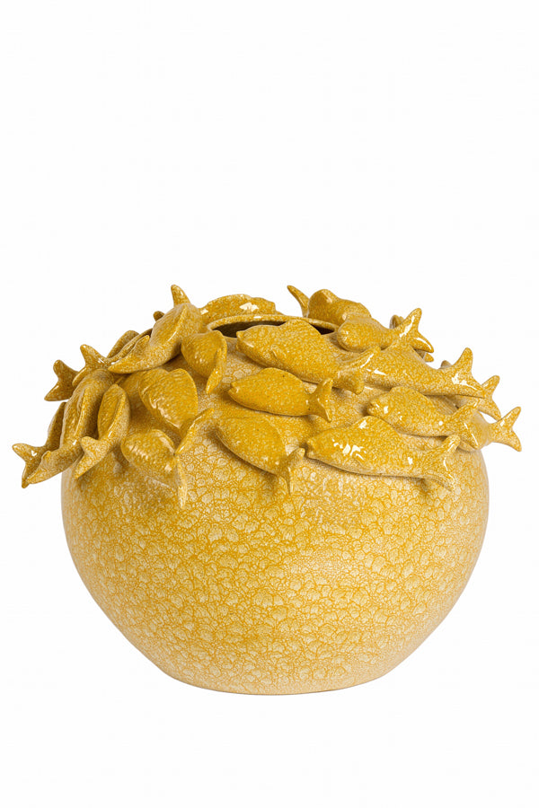 Light & Living Accessories Vase deco 41,5x32 cm FISH ceramics yellow-orange House of Isabella UK