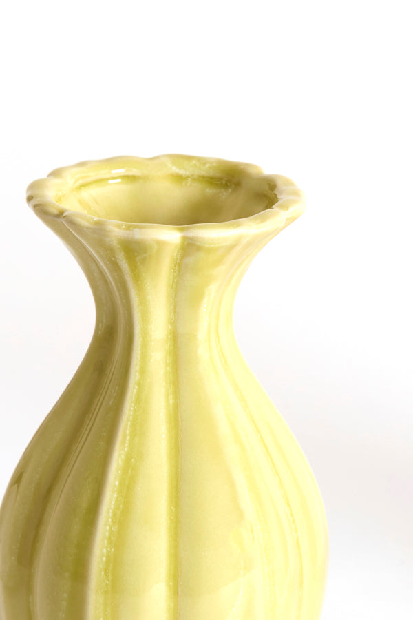 Light & Living Accessories Vase deco 8,5x15,5 cm SHIREL ceramics yellow-green House of Isabella UK