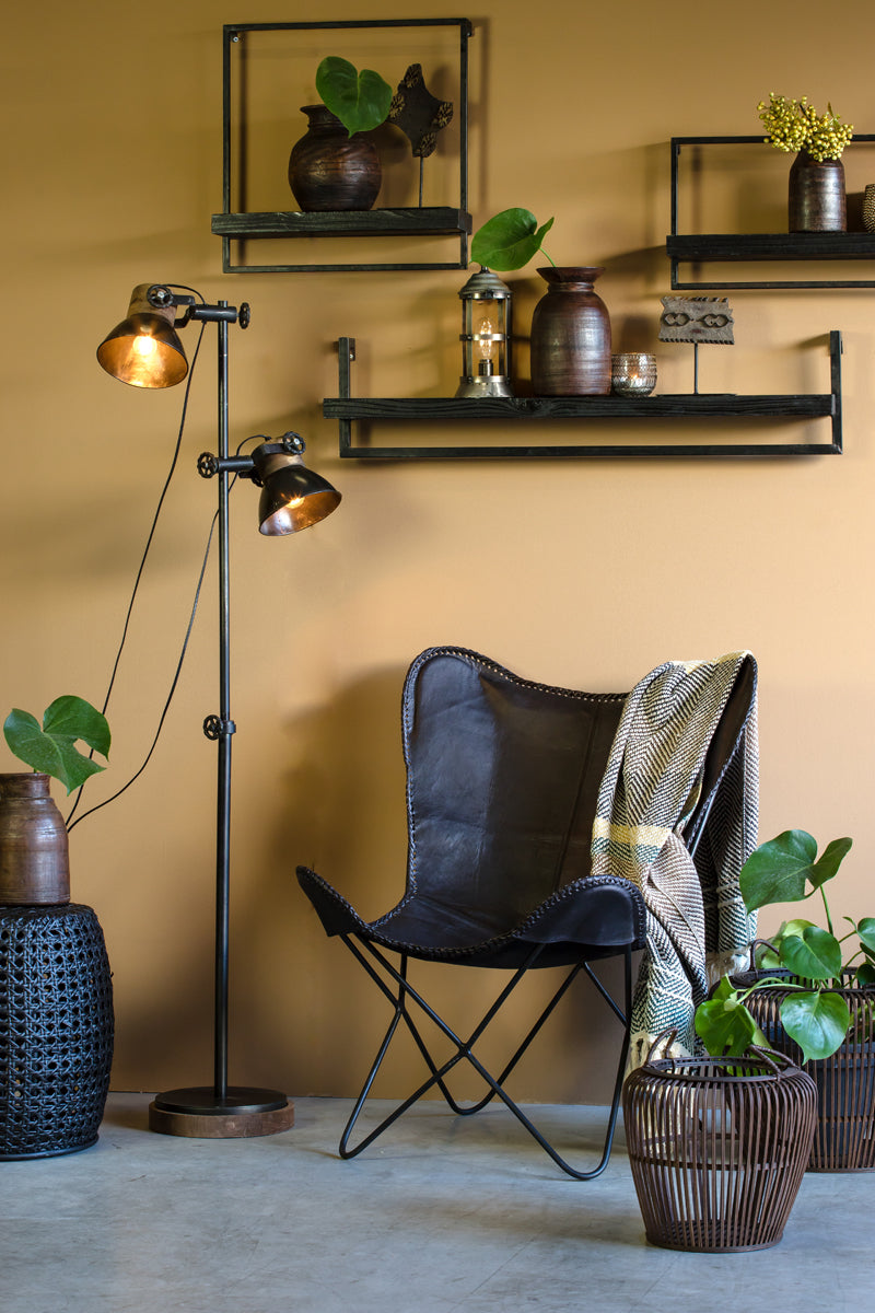 Light & Living Accessories Wall shelf 100x15x24 cm MADDISON wood matt black House of Isabella UK