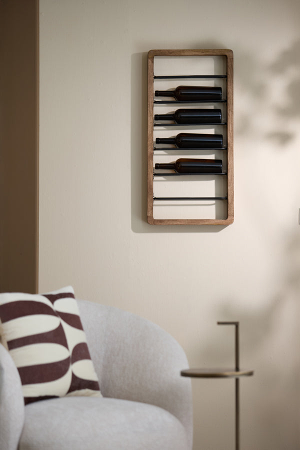 Light & Living Accessories Wine rack 6 bottles 40x6x80 cm SORRENTO wood brown+matt blck House of Isabella UK