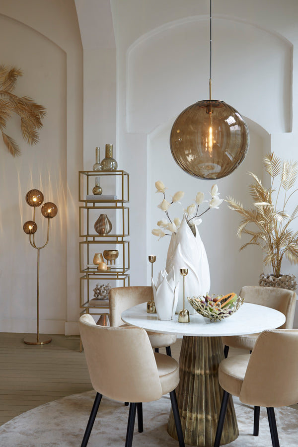 Light & Living Dining Table 100x78 cm LEYDA marble white-antique bronze House of Isabella UK