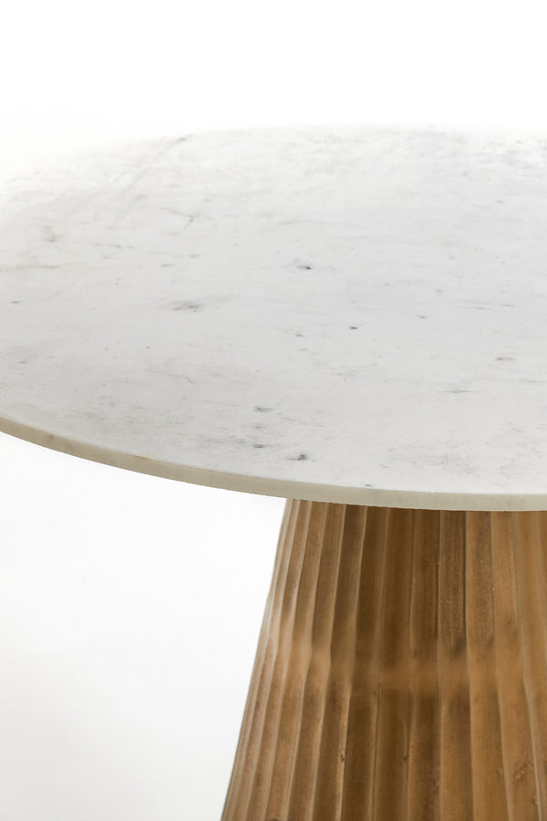 Light & Living Dining Table 100x78 cm LEYDA marble white-antique bronze House of Isabella UK
