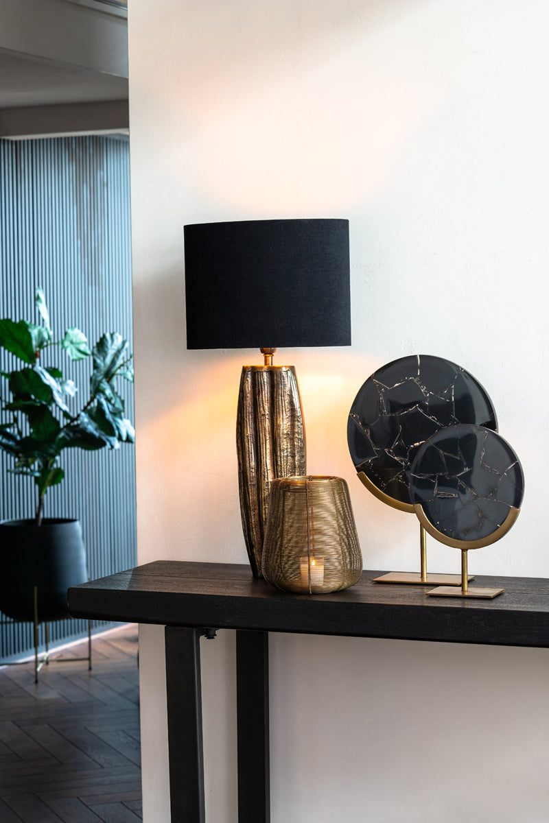 Light & Living Lamp Shades Shade oval straight slim 30-15-25 cm VELOURS black-taupe House of Isabella UK
