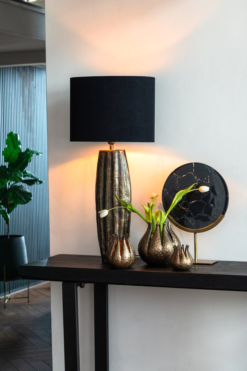 Light & Living Lamp Shades Shade oval straight slim 30-15-25 cm VELOURS black-taupe House of Isabella UK