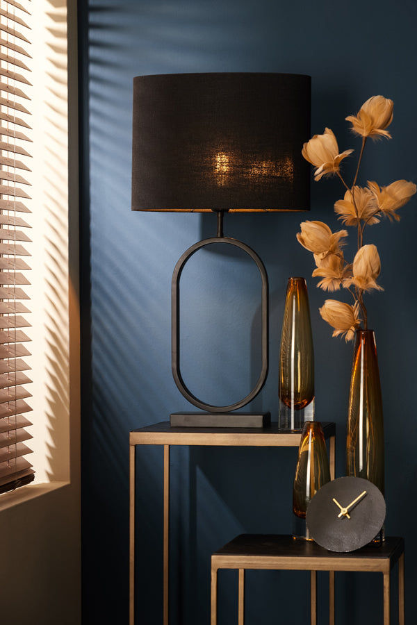 Light & Living Lamp Shades Shade oval straight slim 38-17,5-28 cm LIVIGNO black House of Isabella UK