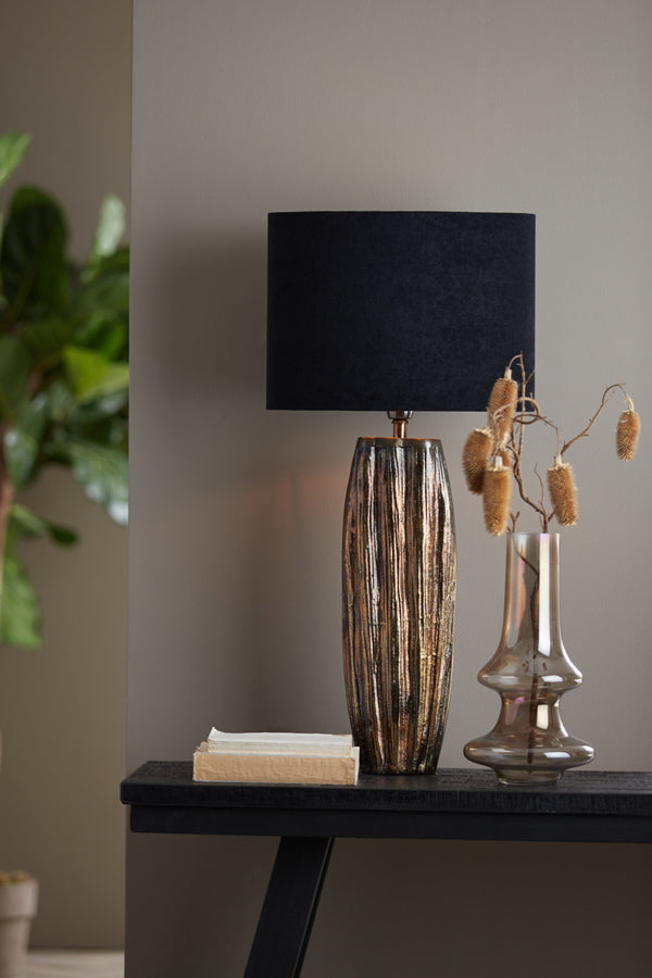 Light & Living Lamp Shades Shade oval straight slim 38-17,5-28 cm VELOURS black-taupe House of Isabella UK