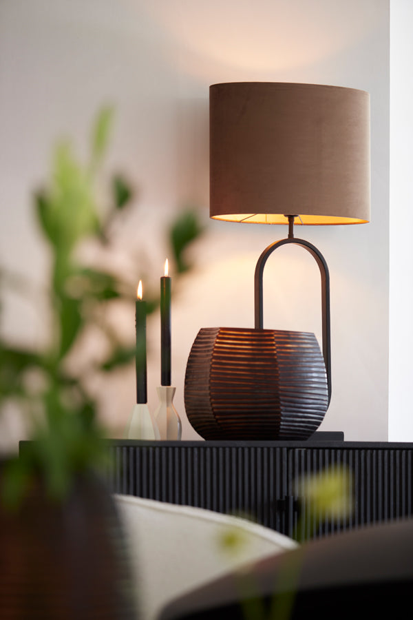 Light & Living Lamp Shades Shade oval straight slim 38-17,5-28 cm VELOURS chocolate brn House of Isabella UK