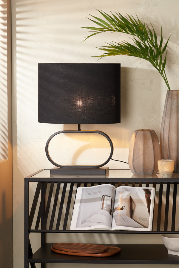 Light & Living Lamp Shades Shade oval straight slim 45-21-32 cm LIVIGNO black House of Isabella UK
