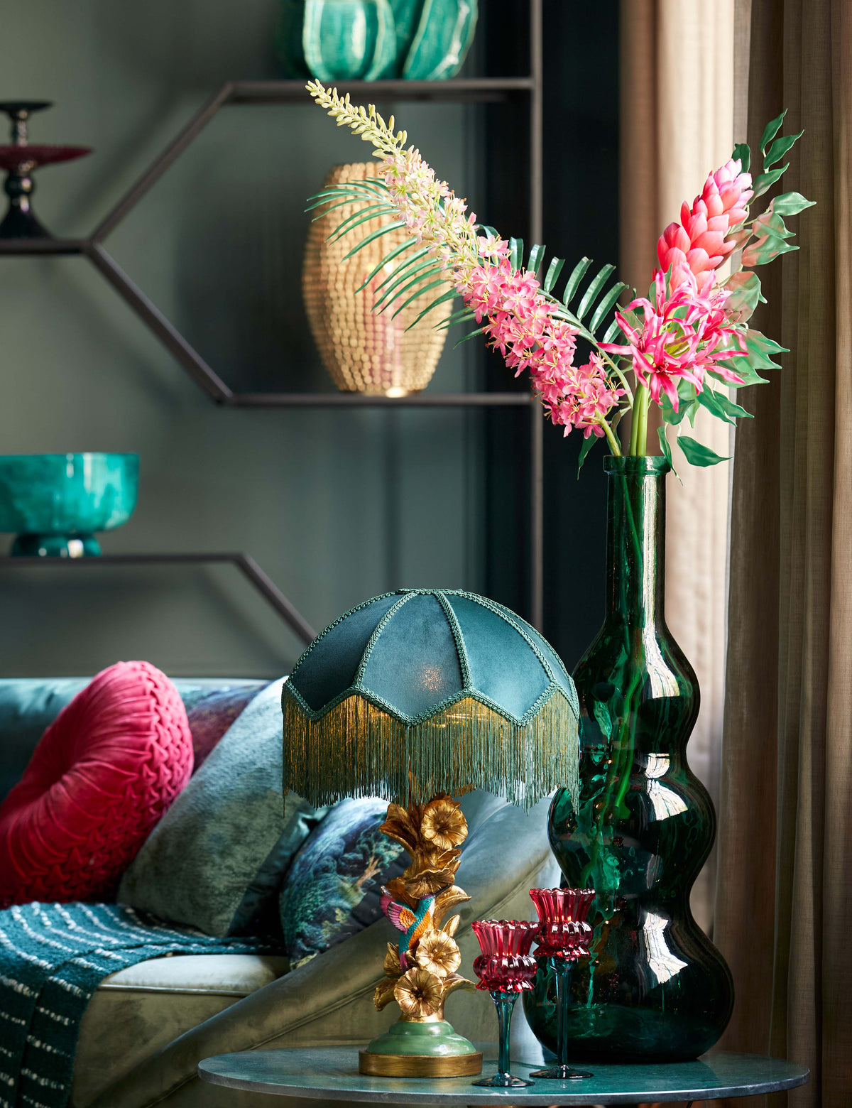 Light & Living Lighting Shade 35x26 cm MALACIA velvet green House of Isabella UK