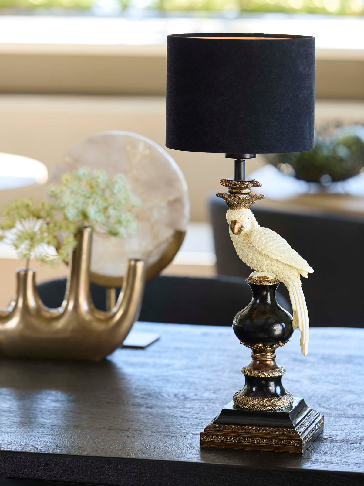 Light & Living Lighting Shade cylinder 20-20-15 cm VELOURS black-taupe House of Isabella UK