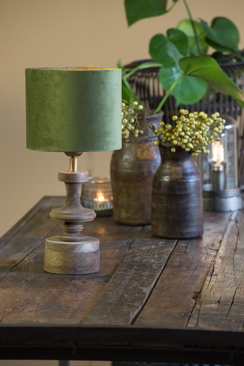 Light & Living Lighting Shade cylinder 20-20-15 cm VELOURS olive green House of Isabella UK