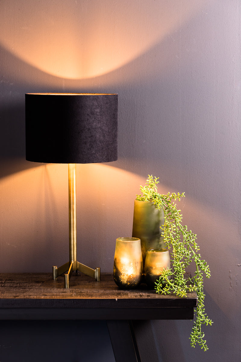 Light & Living Lighting Shade cylinder 25-25-18 cm VELOURS black-taupe House of Isabella UK