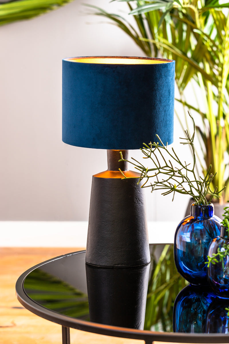 Light & Living Lighting Shade cylinder 25-25-18 cm VELOURS petrol blue House of Isabella UK