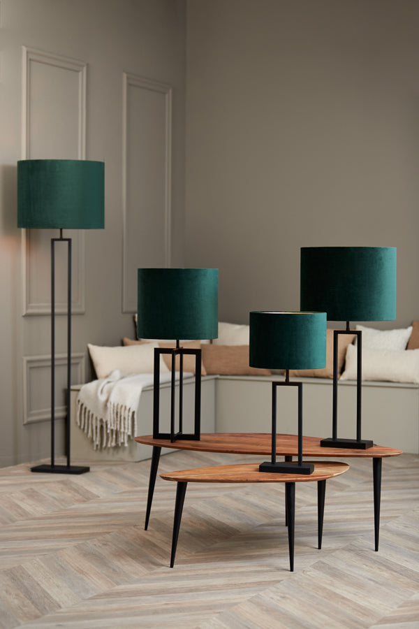Light & Living Lighting Shade cylinder 35-35-30 cm VELOURS dutch green House of Isabella UK