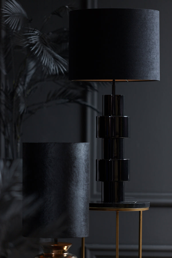 Light & Living Lighting Shade cylinder 40-40-30 cm VELOURS black-taupe House of Isabella UK