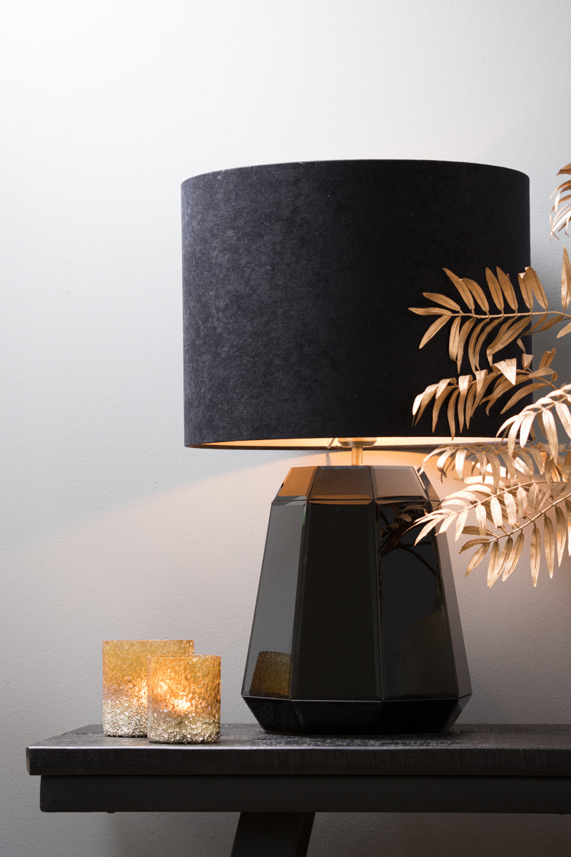 Light & Living Lighting Shade cylinder 40-40-30 cm VELOURS black-taupe House of Isabella UK