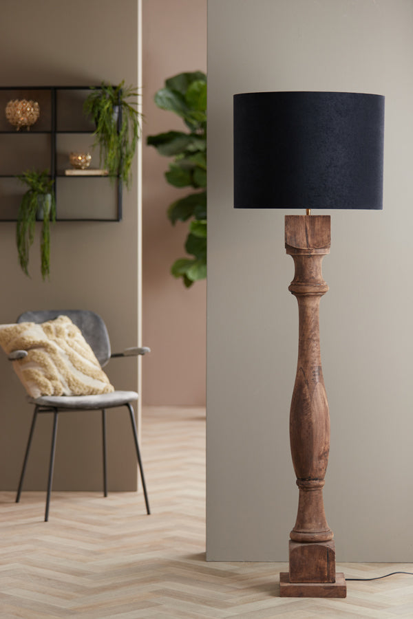 Light & Living Lighting Shade cylinder 50-50-38 cm VELOURS black-taupe House of Isabella UK