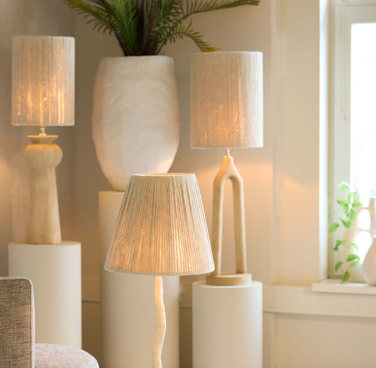 Light & Living Lighting Shade round 35-20-30 cm MEDANA chenille cream House of Isabella UK