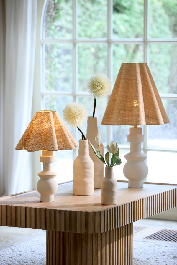Light & Living Lighting Shade round wave 40-15-36 cm BEZAHA raffia natural House of Isabella UK