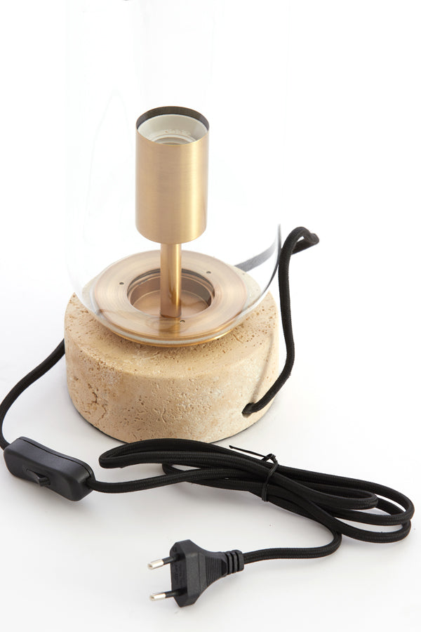 Light & Living Lighting Table lamp 12x35 cm RYLANO glass clear+sand+antique bronze House of Isabella UK