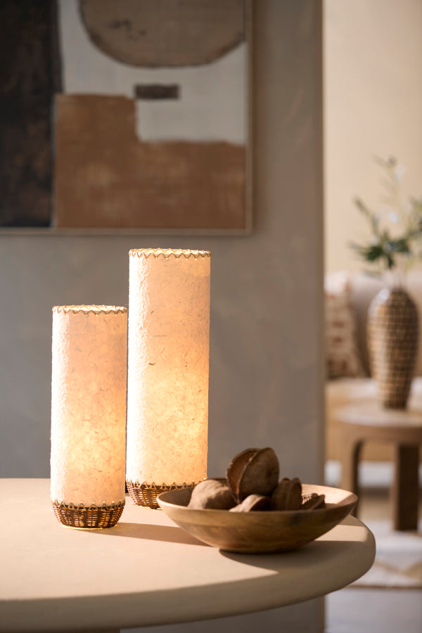 Light & Living Lighting Table lamp 15x49 cm TIO paper beige+rattan dark brown House of Isabella UK