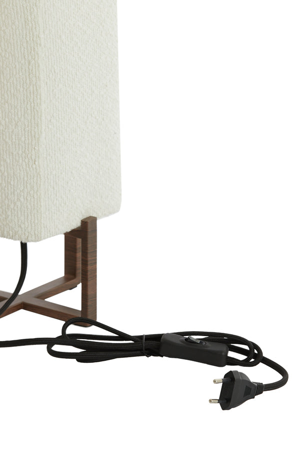 Light & Living Lighting Table lamp 16,5x16,5x39 cm WYN wood prnt d brwn+bouclé cream House of Isabella UK