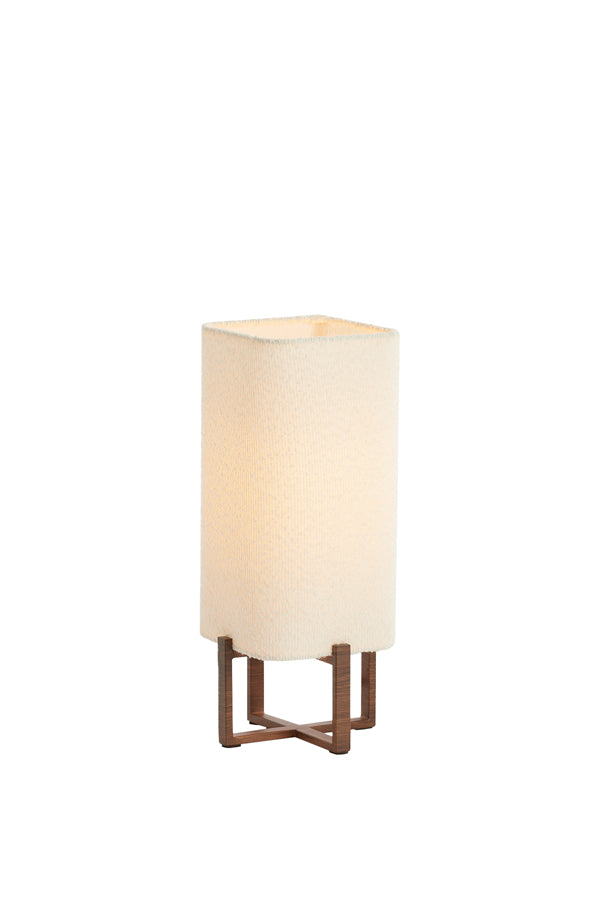 Light & Living Lighting Table lamp 16,5x16,5x39 cm WYN wood prnt d brwn+bouclé cream House of Isabella UK
