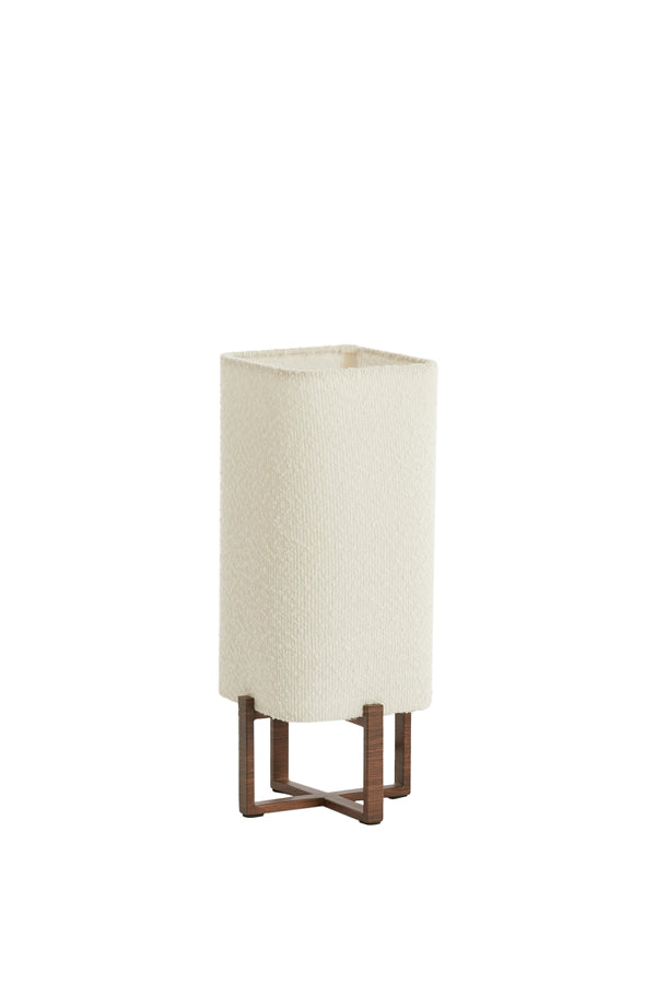 Light & Living Lighting Table lamp 16,5x16,5x39 cm WYN wood prnt d brwn+bouclé cream House of Isabella UK
