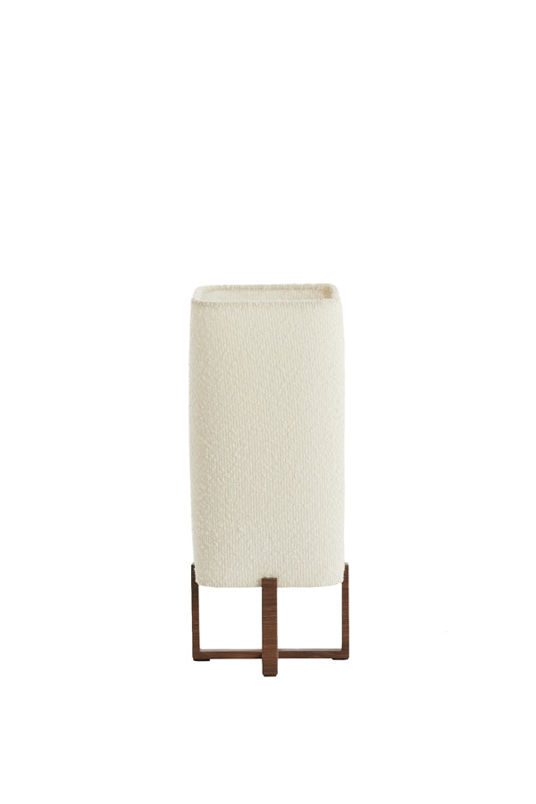 Light & Living Lighting Table lamp 16,5x16,5x39 cm WYN wood prnt d brwn+bouclé cream House of Isabella UK