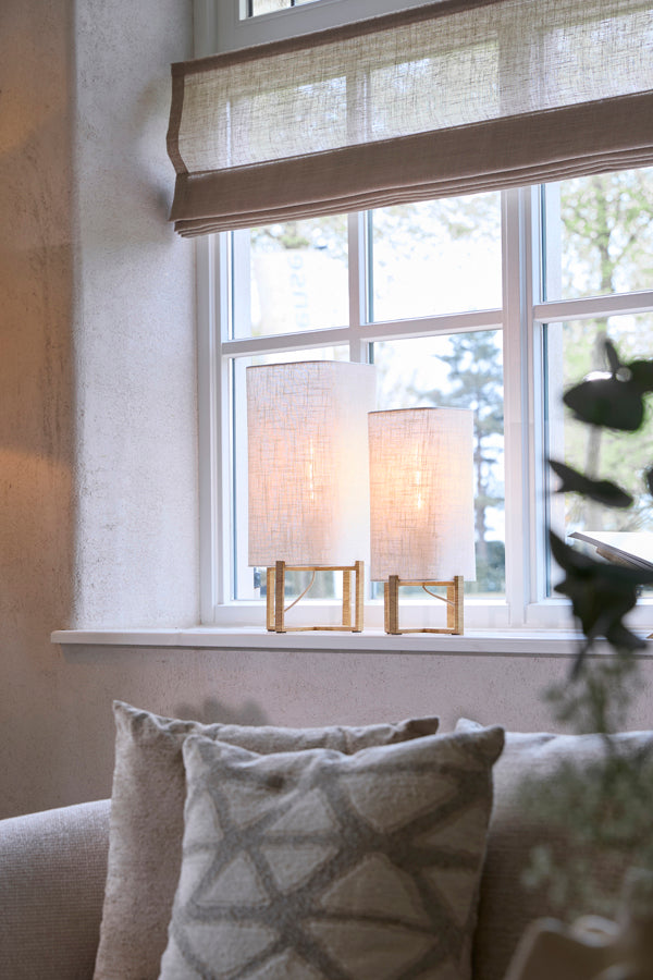 Light & Living Lighting Table lamp 16,5x16,5x39 cm WYN wood prnt natural+linen cream House of Isabella UK
