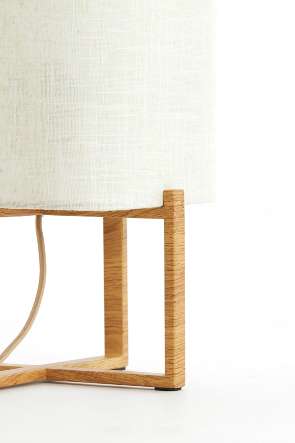 Light & Living Lighting Table lamp 21,5x21,5x50,5 cm WYN wood prnt natur+linen cream House of Isabella UK
