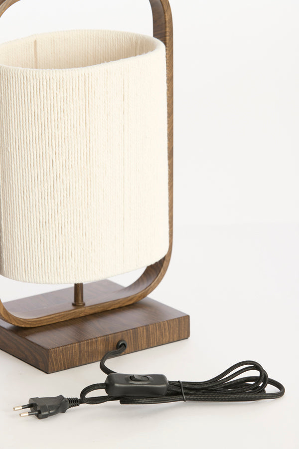 Light & Living Lighting Table lamp 22,5x15x37,5 cm LECCE wood prnt d brwn+rope cream House of Isabella UK