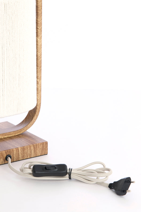 Light & Living Lighting Table lamp 22,5x15x37,5 cm LECCE wood prnt naturl+rope cream House of Isabella UK