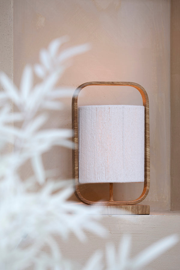 Light & Living Lighting Table lamp 22,5x15x37,5 cm LECCE wood prnt naturl+rope cream House of Isabella UK