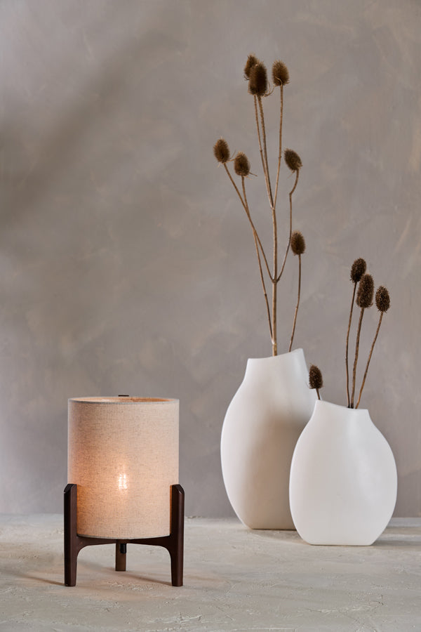 Light & Living Lighting Table lamp 22x33 cm LITTO dark brown+linen natural House of Isabella UK