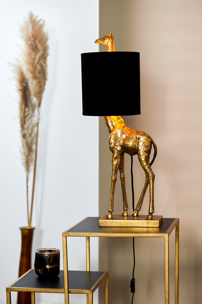 Light & Living Lighting Table lamp 28x20x68 cm GIRAFFE antique bronze+velvet black House of Isabella UK